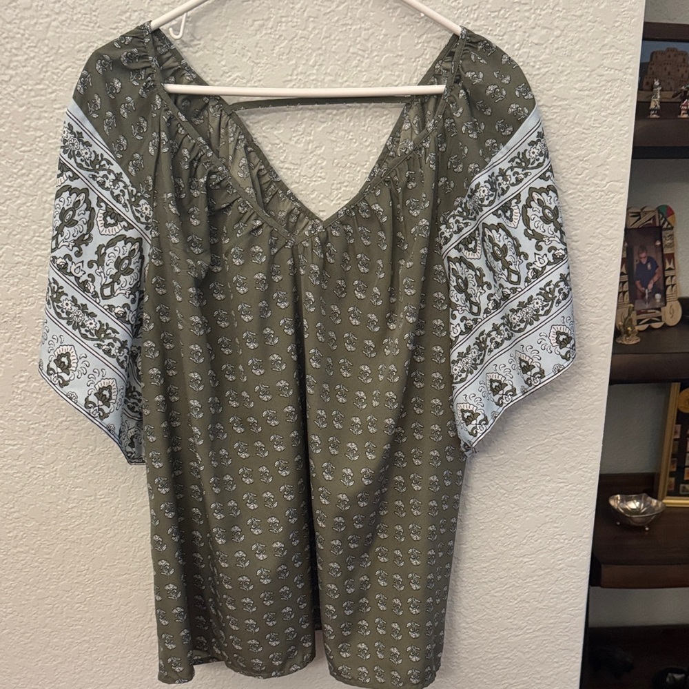 Olive Green Printed Women's Blouse Lane Bryant